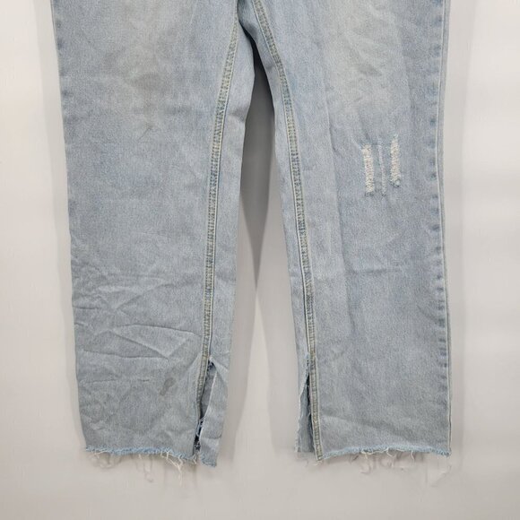 Avec Les Filles Split Frayed Hem Bootcut Jeans Hi-Rise 100% Cotton Womens 30 - Picture 3 of 16